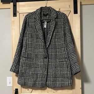 Talbots Classic Black and White Plaid Blazer